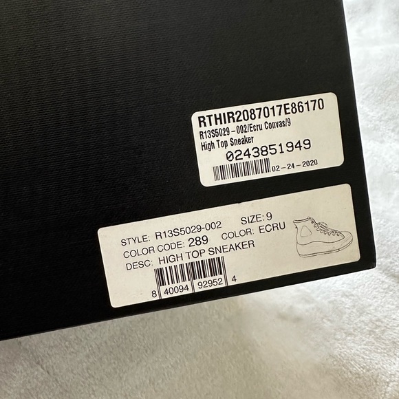 R13 HighTop Sneakers - Ecru Convas - 9 - Picture 15 of 16